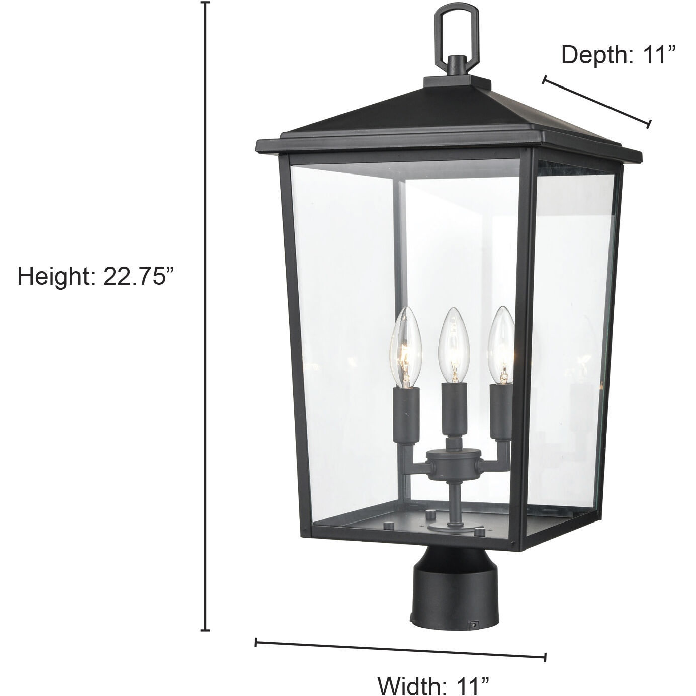 Fetterton 3 Light 23 inch Powder Coated Bronze Outdoor Post Lantern